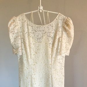 VINTAGE Nordstrom Lace ivory wedding dress with slip